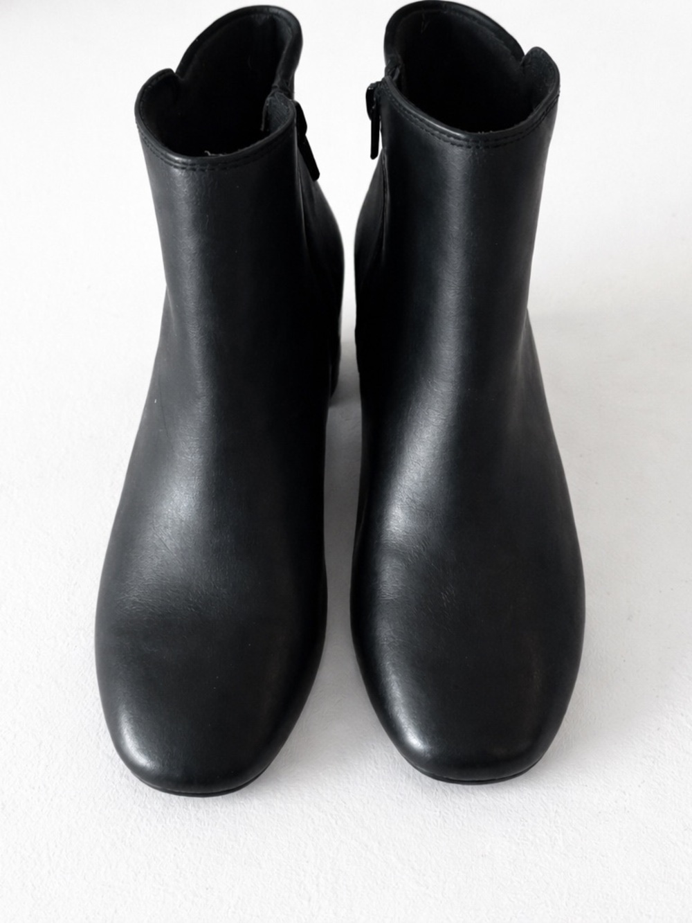 Clarks Black Leather Side-Zip Ankle Booties